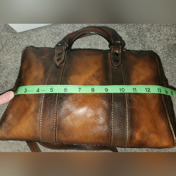 I Medici of Florence Vintage Italian Leather Satchel Handbag in Antique Cognac - Picture 7 of 16